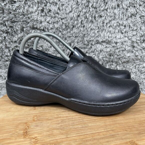 Dansko Abigail Black Tooled Leather Slip On Clogs Shoes Women's 8.5-9 EU 39 - Picture 1 of 9
